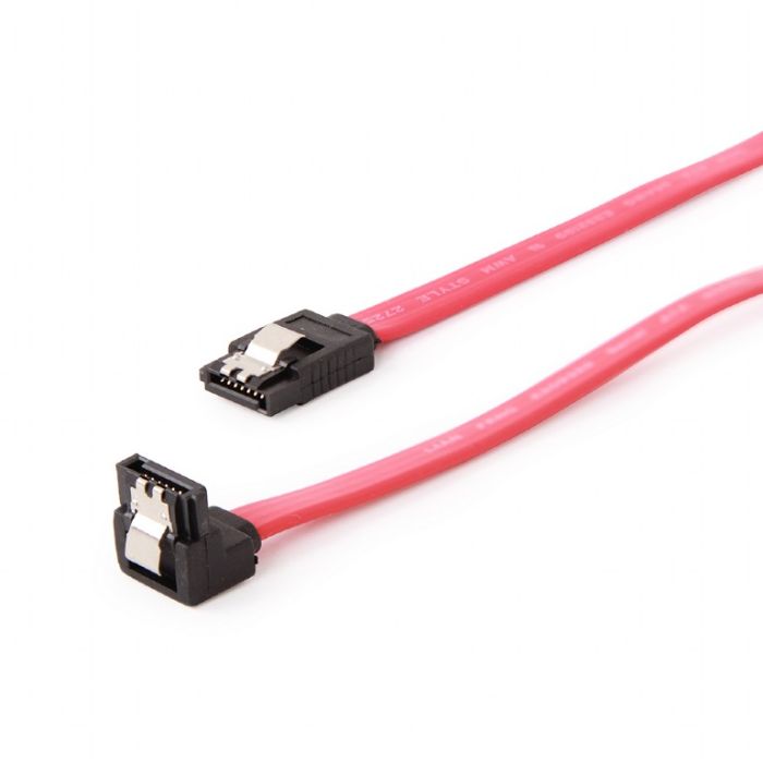 Serial ATA III 50cm data cable with 90 degree bent connector, bulk packing, metal clips (CC-SATAM-DATA90)