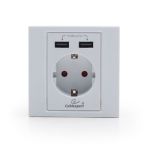 Gembird MWS-ACUSB2-01AC  wall socket with 2 port USB charger, white