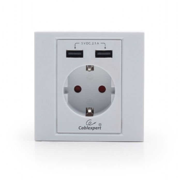 Gembird MWS-ACUSB2-01AC  wall socket with 2 port USB charger, white